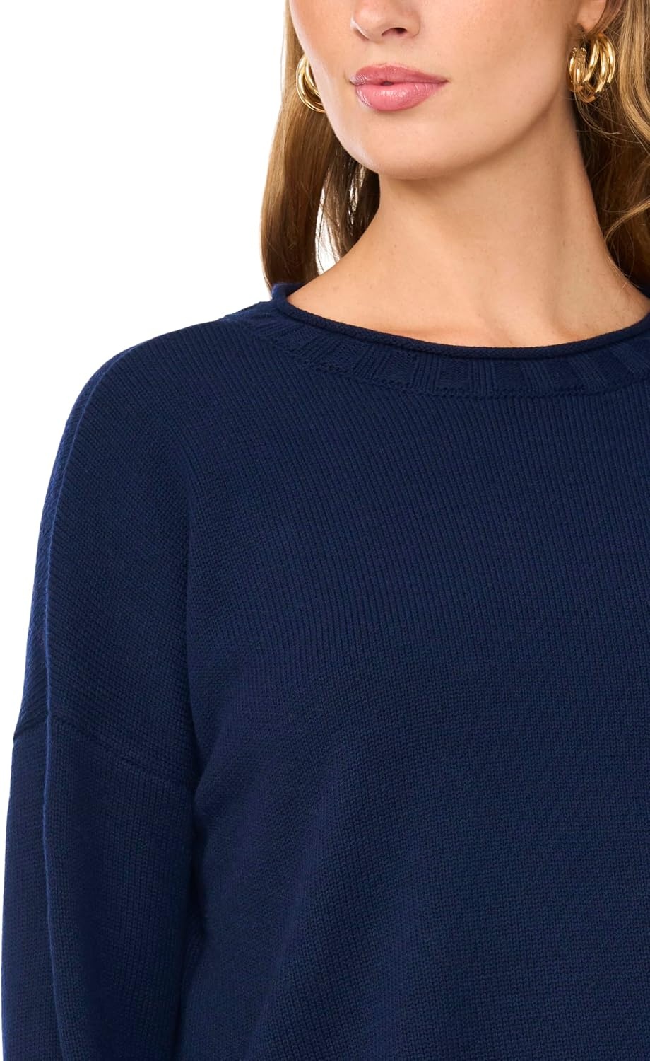 image:imageVince Camuto Womens Long Sleeve Roll Neck Crew Neck SweaterClassic Navy