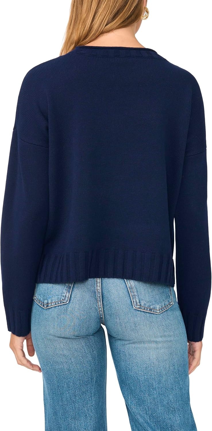 image:imageVince Camuto Womens Long Sleeve Roll Neck Crew Neck SweaterClassic Navy
