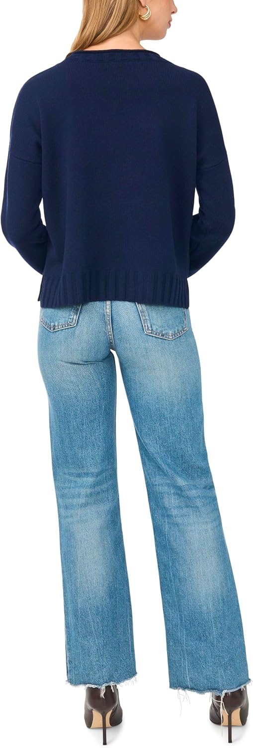 image:imageVince Camuto Womens Long Sleeve Roll Neck Crew Neck SweaterClassic Navy