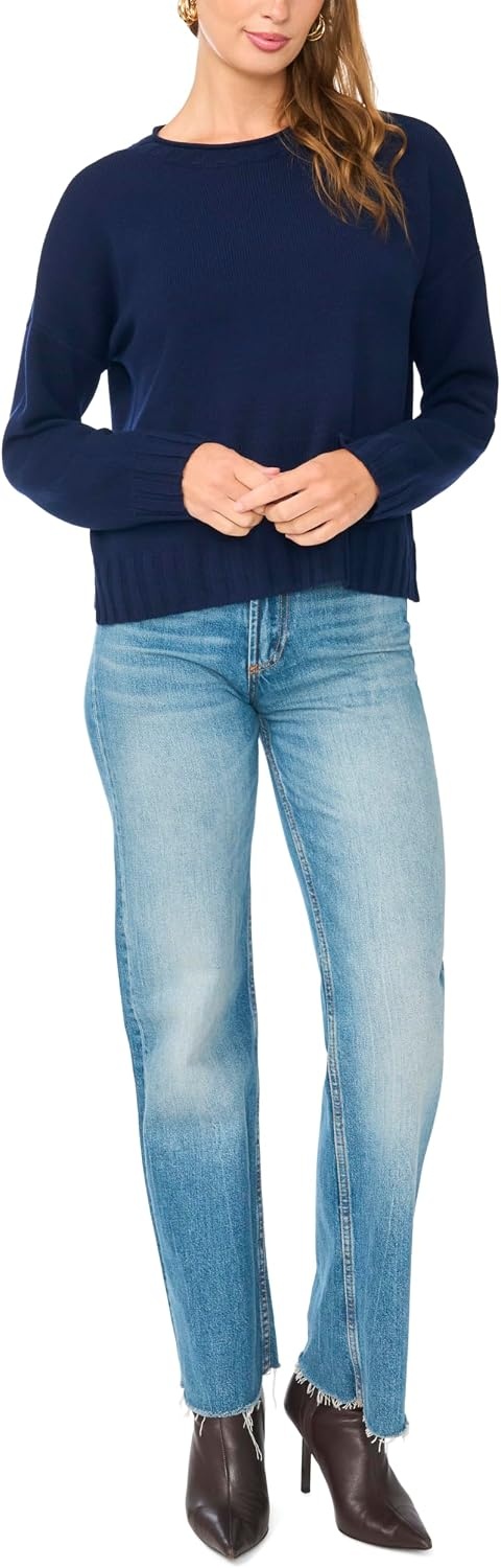 image:imageVince Camuto Womens Long Sleeve Roll Neck Crew Neck SweaterClassic Navy