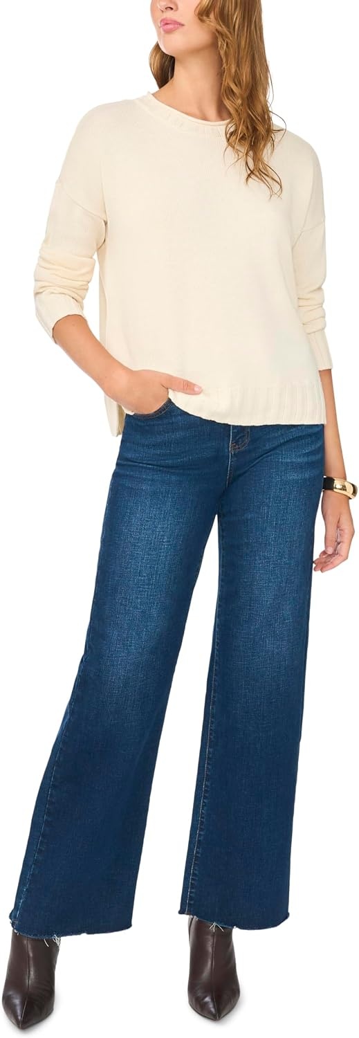 image:imageVince Camuto Womens Long Sleeve Roll Neck Crew Neck SweaterCreamy