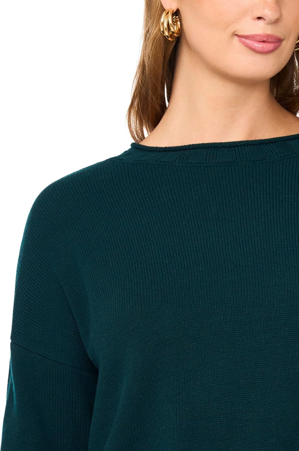 image:imageVince Camuto Womens Long Sleeve Roll Neck Crew Neck SweaterMidnight Green
