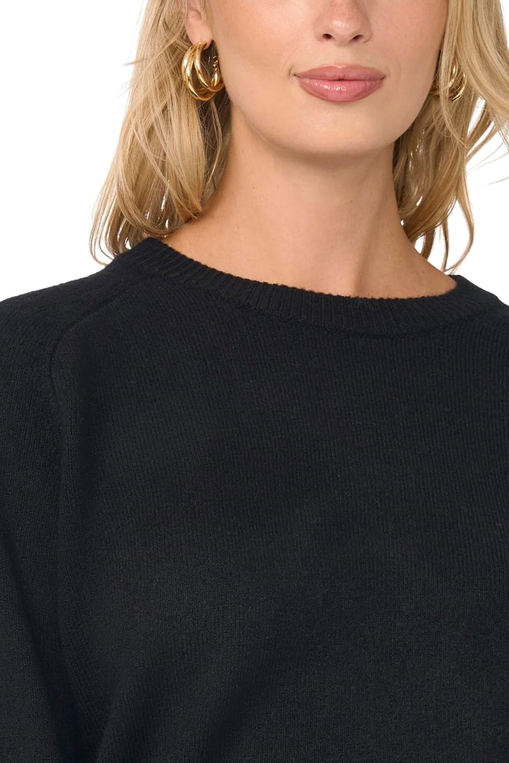 image:imageVince Camuto Womens Long Sleeve Saddle Shoulder Crew Neck SweaterRich Black