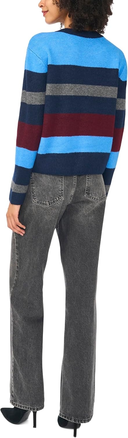 image:imageVince Camuto Womens Long Sleeve Striped Crew Neck SweaterClassic Navy