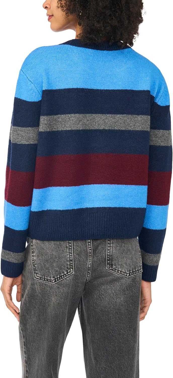 image:imageVince Camuto Womens Long Sleeve Striped Crew Neck SweaterClassic Navy