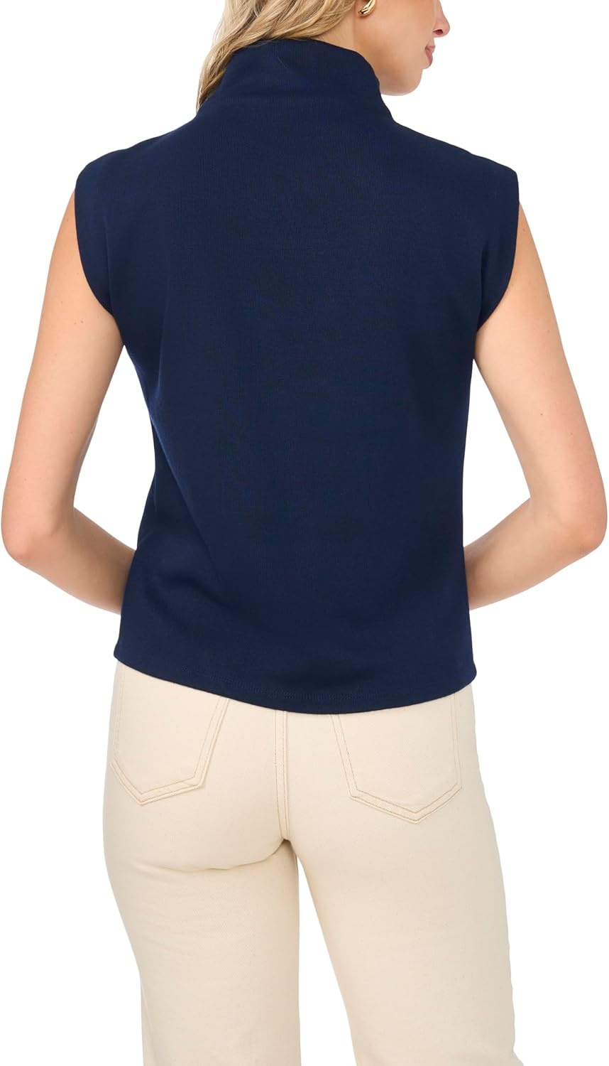 image:imageVince Camuto Womens Short Sleeve Built Up Extended Shoulder TeeClassic Navy