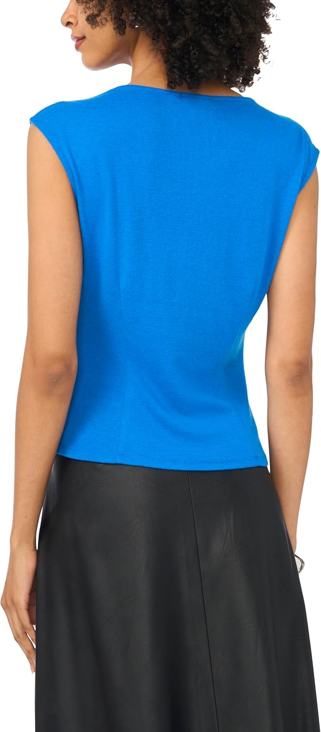 image:imageVince Camuto Womens Short Sleeve Draped Front TopMoroccan Blue