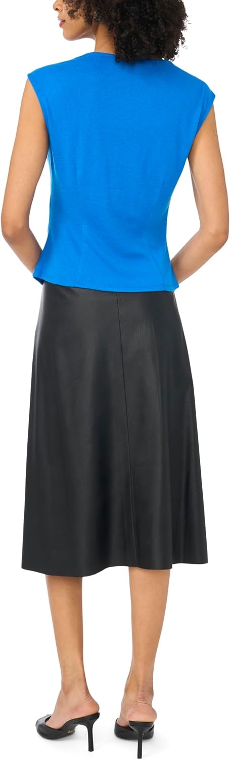 image:imageVince Camuto Womens Short Sleeve Draped Front TopMoroccan Blue