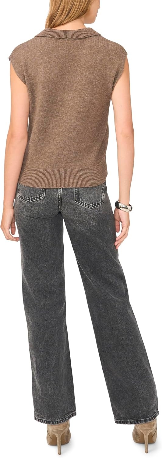 image:imageVince Camuto Womens Sleeveless Johnny Collar TankDeep Sandstone