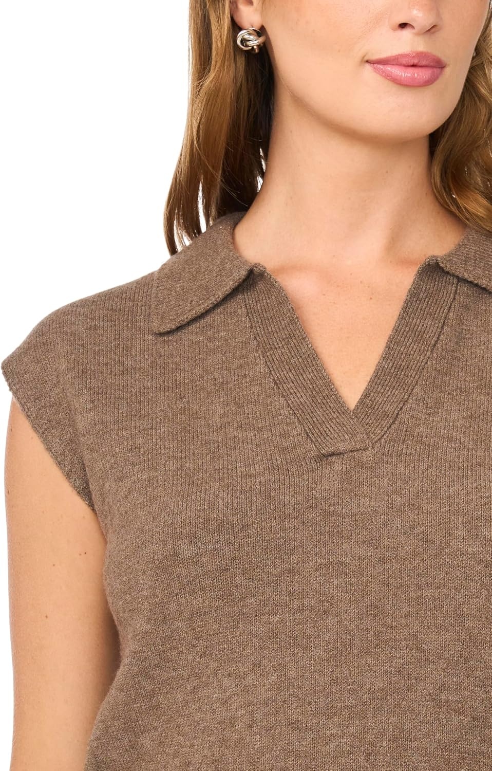 image:imageVince Camuto Womens Sleeveless Johnny Collar TankDeep Sandstone