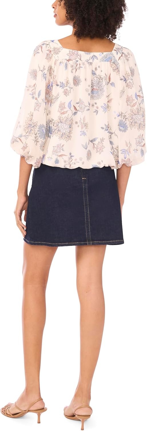 image:imageVince Camuto Womens Square Neck Bubble Blouse138 Vanilla Ice