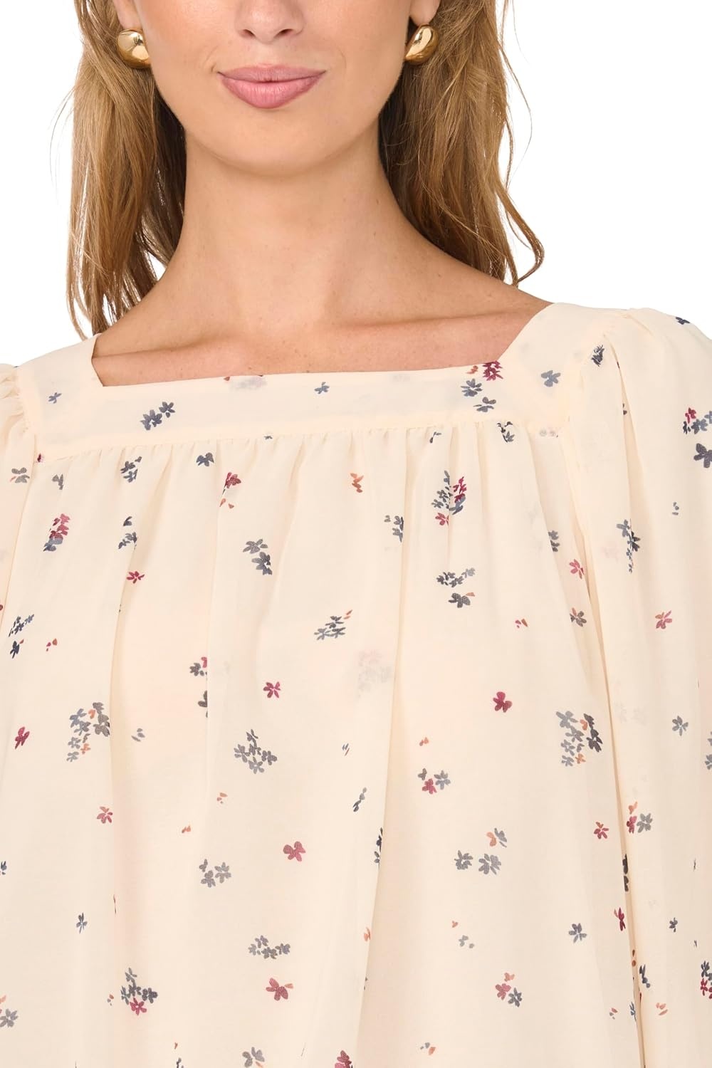 image:imageVince Camuto Womens Square Neck Bubble BlouseSand Drift