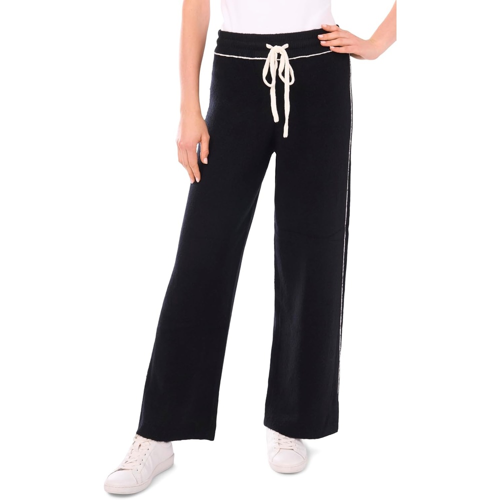 image:imageVince Camuto Womens Contrast Top Stitch Sweatpant with DrawstringRich Black