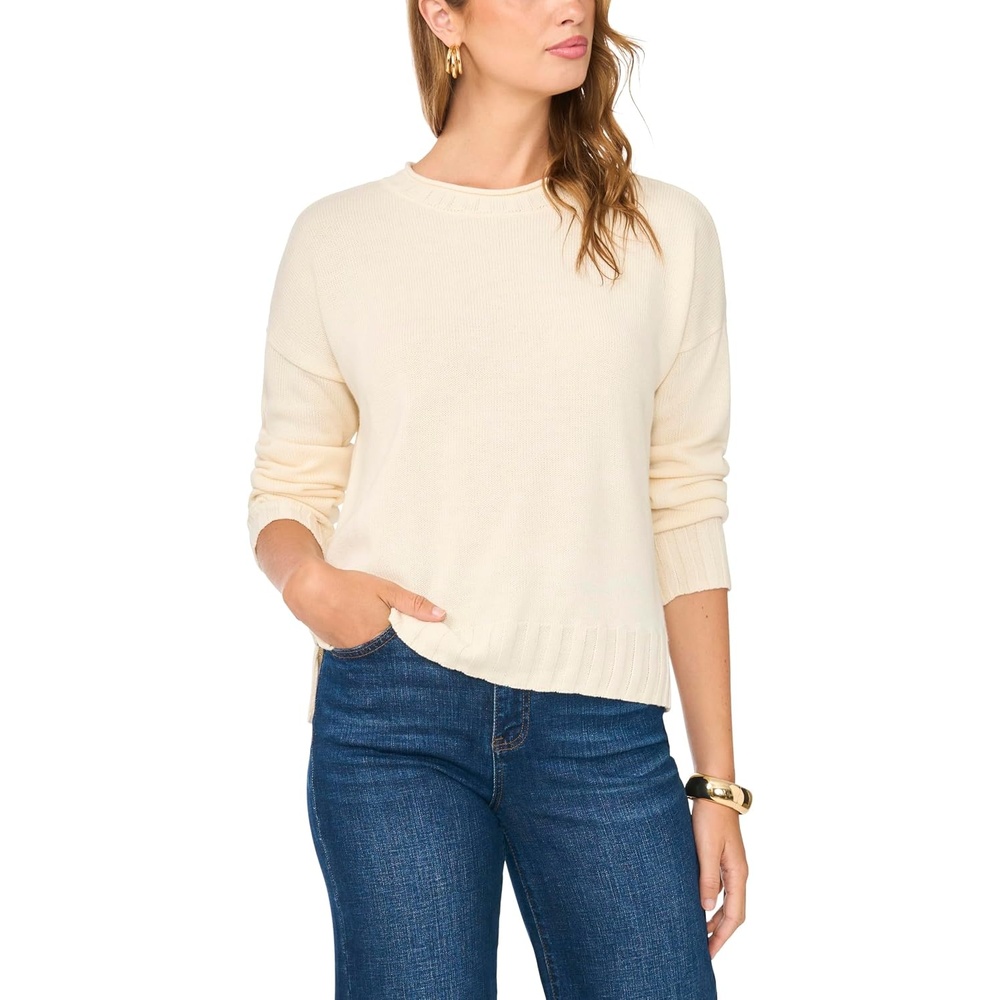 image:imageVince Camuto Womens Long Sleeve Roll Neck Crew Neck SweaterCreamy