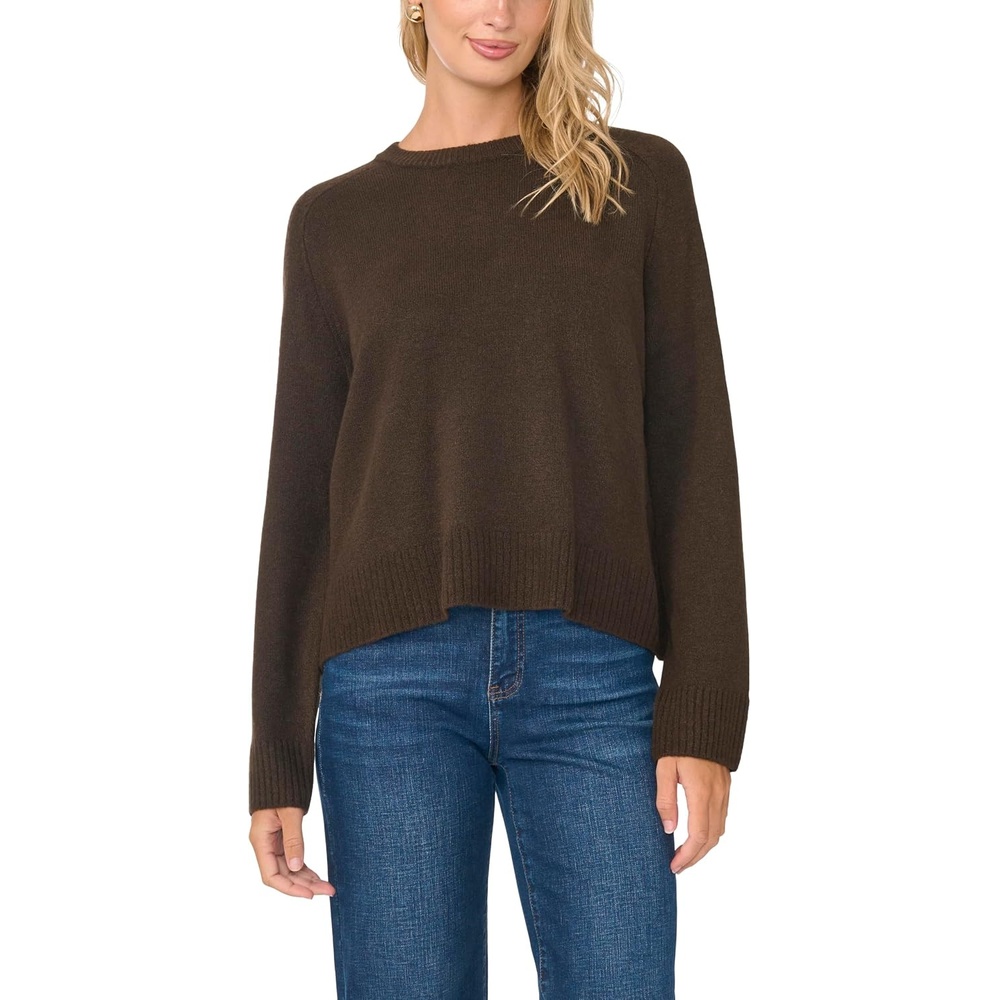 image:imageVince Camuto Womens Long Sleeve Saddle Shoulder Crew Neck SweaterChocolate
