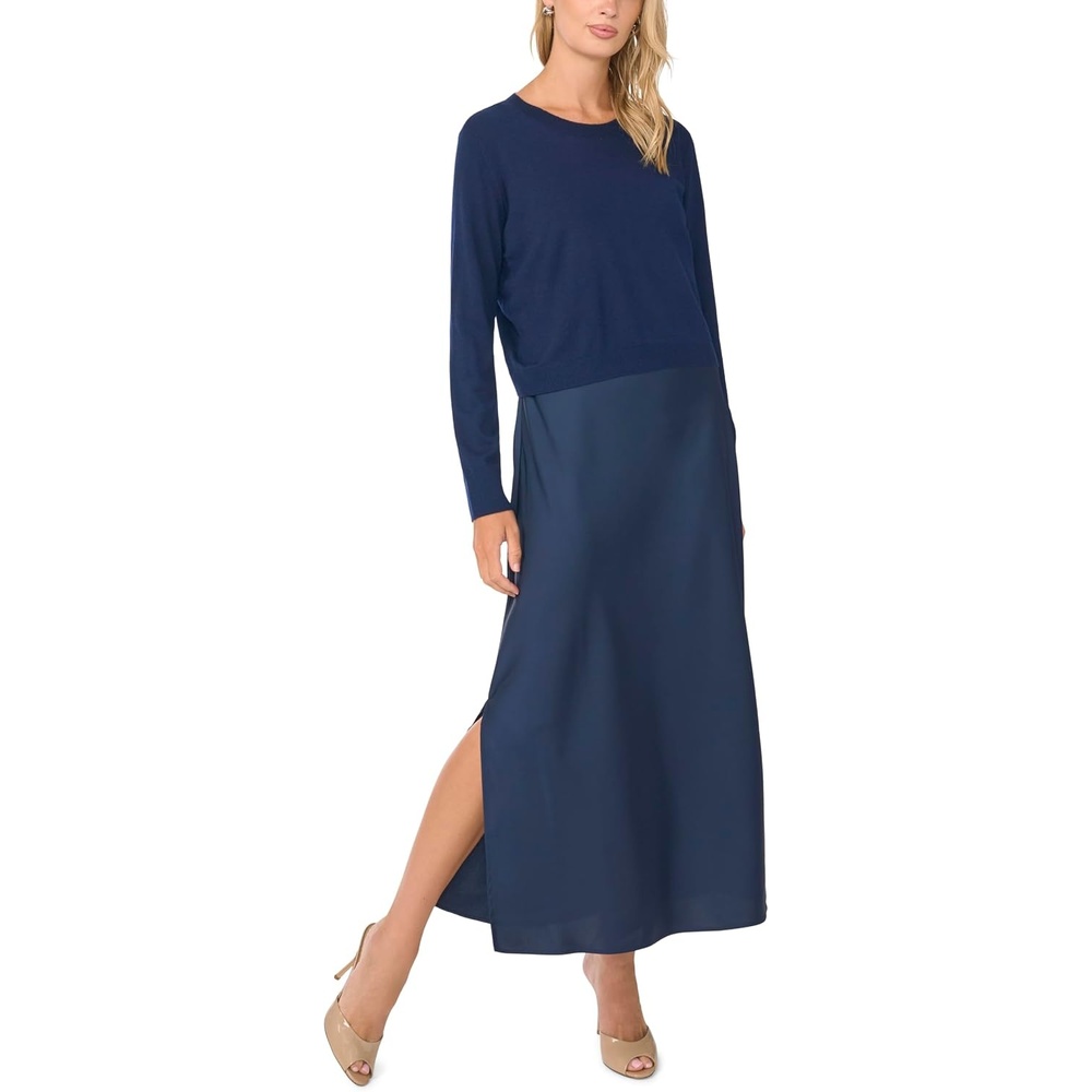 image:imageVince Camuto Womens Long Sleeve Sweater with Maxi DressClassic Navy