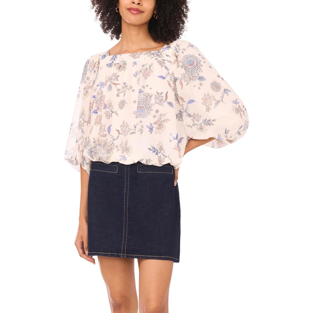 image:imageVince Camuto Womens Square Neck Bubble Blouse138 Vanilla Ice