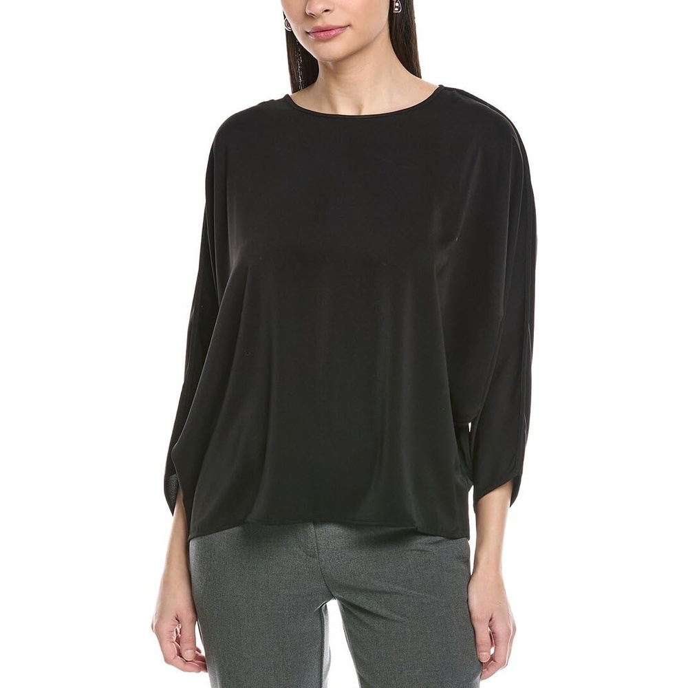 image:imageVince Camuto Womens VNeck with Contrast Crochet Stitch at SeamRich Black