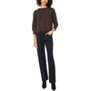Vince Camuto Women’s 3/4 Sleeve Crew Neck with Lace Hem Sweater(Chocolate)