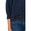 Vince Camuto Women’s 3/4 Sleeve Crew Neck with Lace Hem Sweater(Classic Navy)