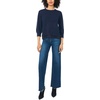Vince Camuto Women’s 3/4 Sleeve Crew Neck with Lace Hem Sweater(Classic Navy)
