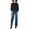 Vince Camuto Women’s 3/4 Sleeve Crew Neck with Lace Hem Sweater(Rich Black)