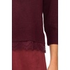 Vince Camuto Women’s 3/4 Sleeve Crew Neck with Lace Hem Sweater(Wine)