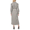 Vince Camuto Women’s Checkered Long Sleeve Collared Belted Midi Shirt Dress(Rich Black)