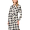 Vince Camuto Women’s Checkered Long Sleeve Collared Belted Midi Shirt Dress(Rich Black)
