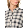 Vince Camuto Women’s Checkered Long Sleeve Collared Belted Midi Shirt Dress(Rich Black)