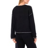 Vince Camuto Women’s Contrast Stitch Long Sleeve V-Neck Sweater(Rich Black)
