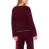 Vince Camuto Women’s Contrast Stitch Long Sleeve V-Neck Sweater(Wine)