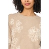 Vince Camuto Women’s Embroidery Long Sleeve Crew Neck Sweater(Dusty Walnut)