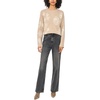 Vince Camuto Women’s Embroidery Long Sleeve Crew Neck Sweater(Dusty Walnut)