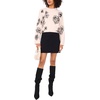 Vince Camuto Women’s Embroidery Long Sleeve Crew Neck Sweater(Sugar Heather)