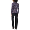 Vince Camuto Women’s Floral Mock Neck Long Sleeve Top(Classic Navy)