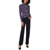 Vince Camuto Women’s Floral Mock Neck Long Sleeve Top(Classic Navy)