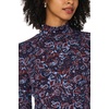 Vince Camuto Women’s Floral Mock Neck Long Sleeve Top(Classic Navy)