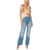 Vince Camuto Women’s Floral Printed Short Sleeve Crew Neck Sweater(Birch)