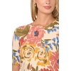 Vince Camuto Women’s Floral Printed Short Sleeve Crew Neck Sweater(Birch)