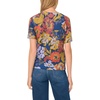Vince Camuto Women’s Floral Printed Short Sleeve Crew Neck Sweater(Classic Navy)