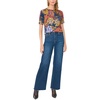 Vince Camuto Women’s Floral Printed Short Sleeve Crew Neck Sweater(Classic Navy)