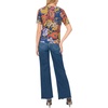 Vince Camuto Women’s Floral Printed Short Sleeve Crew Neck Sweater(Classic Navy)