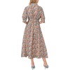 Vince Camuto Women’s Floral Short Sleeve Button Up Shirt Dress with Pleat Darts on Bodice(Denim Navy)