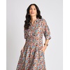 Vince Camuto Women’s Floral Short Sleeve Button Up Shirt Dress with Pleat Darts on Bodice(Denim Navy)