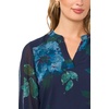 Vince Camuto Women’s Floral Split Neck Long Sleeve Blouse with Smocked Cuff(Rich Navy)