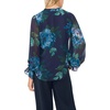 Vince Camuto Women’s Floral Split Neck Long Sleeve Blouse with Smocked Cuff(Rich Navy)