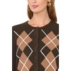 Vince Camuto Women’s Long Sleeve Argyle Cardigan(Chocolate)