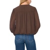 Vince Camuto Women’s Long Sleeve Bubble Hem with Split Neck and Two Tie Top(Rich Chocolate)