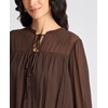 Vince Camuto Women’s Long Sleeve Bubble Hem with Split Neck and Two Tie Top(Rich Chocolate)